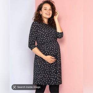 Seraphine black and white polka dot maternity dress
